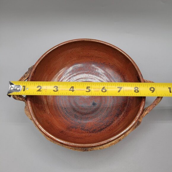 Handcrafted Ceramic Serving Bowl With Rustic Handles - Picture 4 of 10